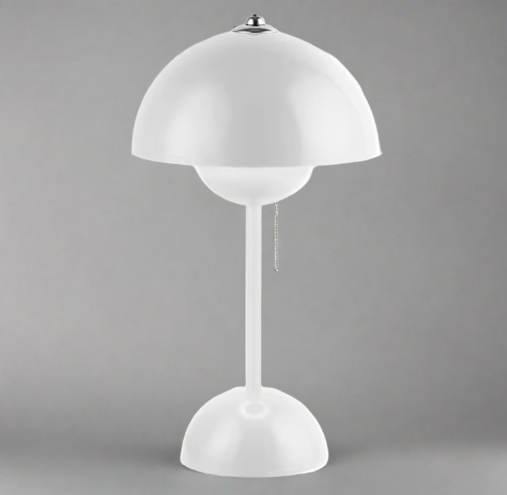 white mushroom bedside lamp usb rechargeable with dimmable warm light

