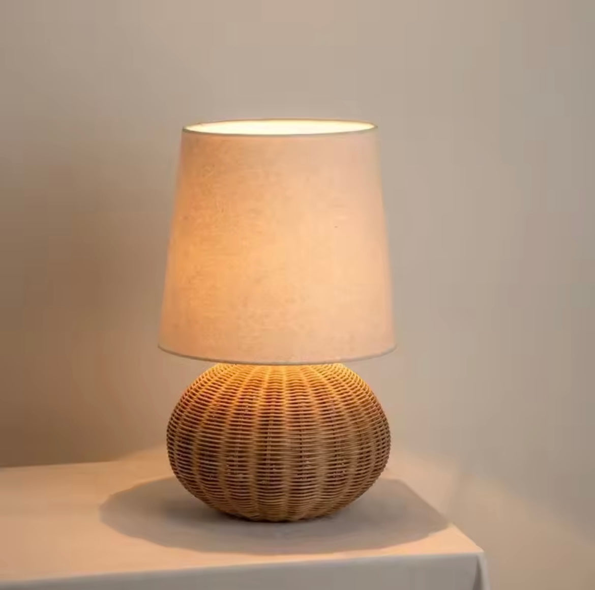 Hikari – Wabi-Sabi Cave Lamp | Japanese Fabric (Japandi )Table Light